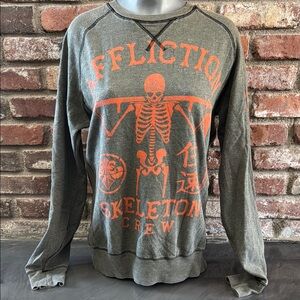 Affliction Gray and Orange Men's Sweater